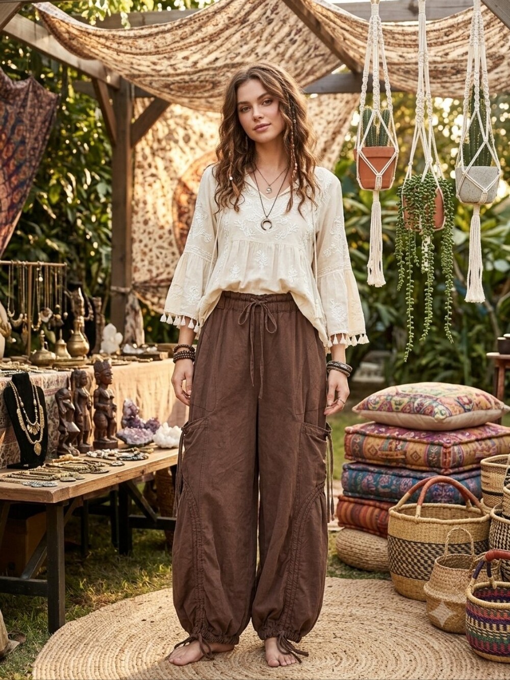 BLUE VELVET HAREM PANTS SIZE SM